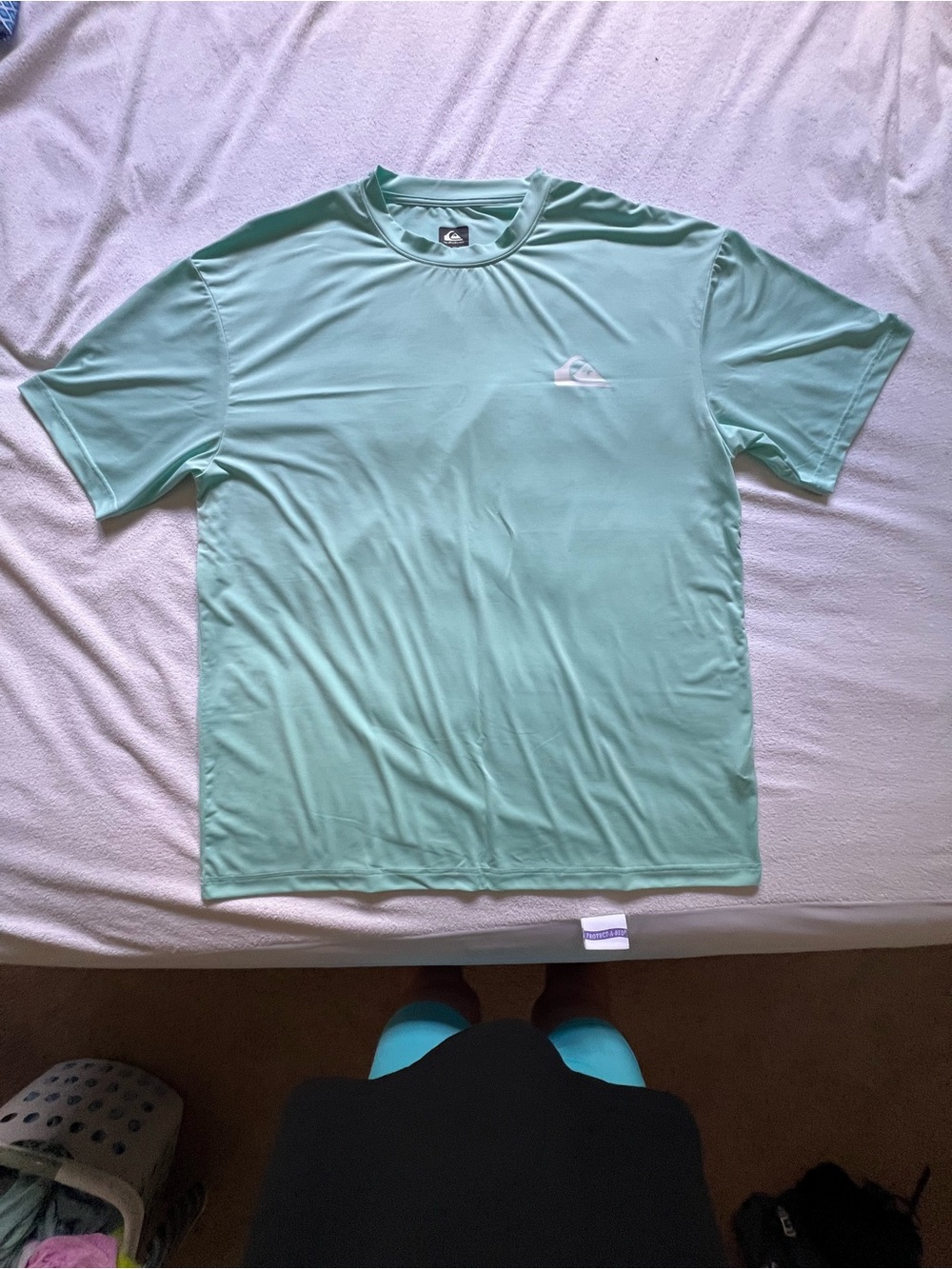 Quiksilver Mint Green Rash Guard Performance Tee UPF 50+ Sun Protection